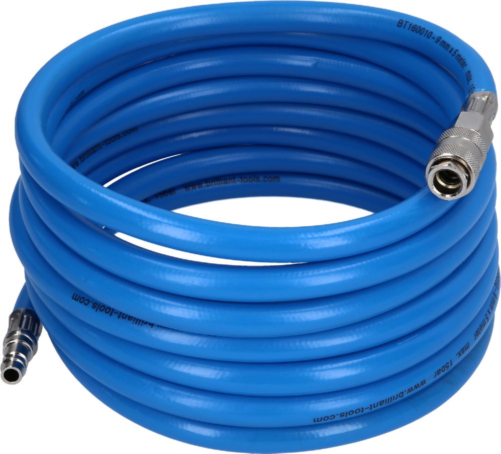 Produktbild Brilliant Tools Druckluftschlauch 9 mm mit Schnellkupplungen 5 Meter lang bild 1