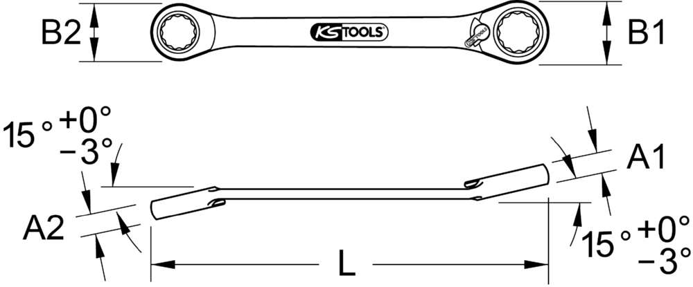 Produktbild KS Tools 11 mm + 1/4 Zoll Durchgangs-Umschaltknarre bild 2