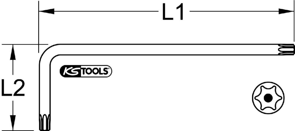 Produktbild KS Tools Winkelstiftschlüssel Edelstahl Torx mit Bohrung lang TB30 bild 2