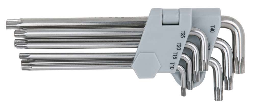 Produktbild KS Tools Winkelstiftschlüsselsatz Edelstahl Torx mit Bohrung lang 7 Teile