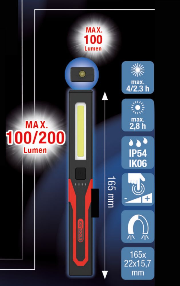 Produktbild KS Tools Inspektionsleuchte e Qi Ultimate BEAM 200 Lumen bild 2