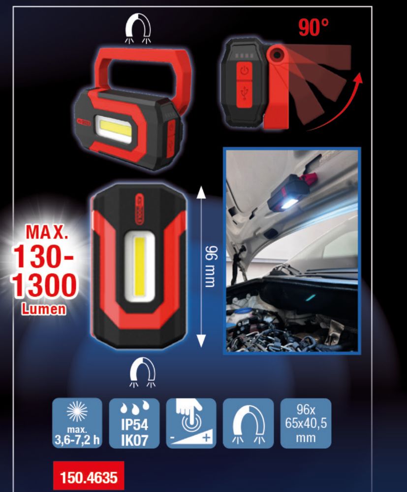 Produktbild KS Tools Mini Arbeitsleuchte e QiUltimate BEAM 1300 Lumen bild 2