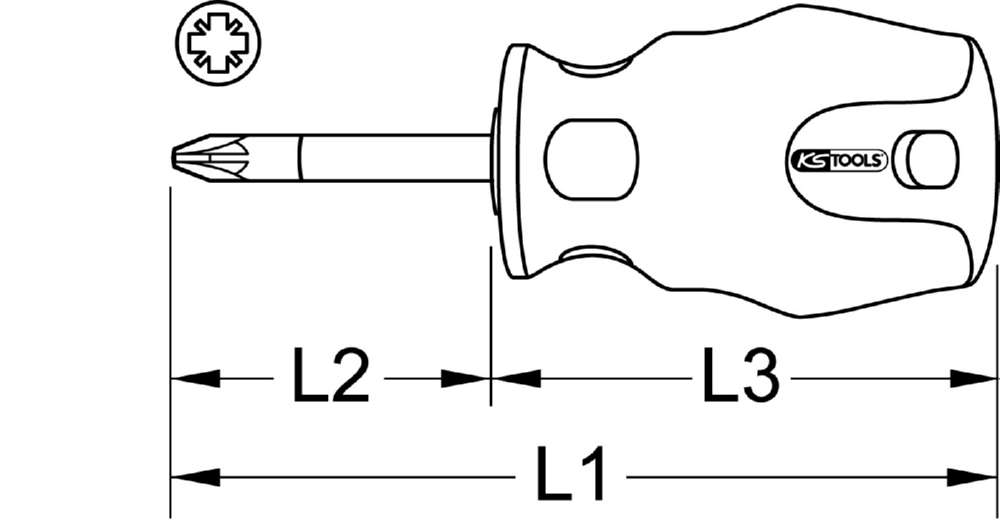 Produktbild KS Tools Schraubendreher Kreuz ERGOTORQUEplus kurz PZ1 bild 3
