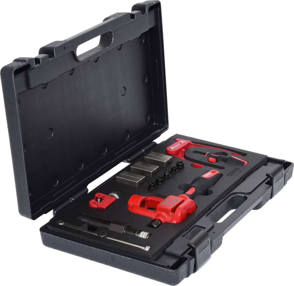 Produktbild KS Tools FLAREFIX 1 Universal Bremsleitungs Bördelgerät Satz mit Hydraulik Spindel bild 4