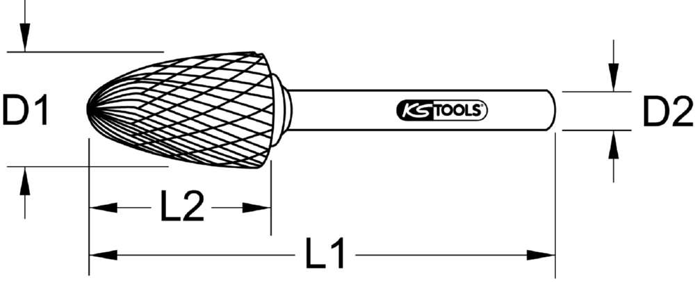 Produktbild KS Tools Frässtift Rund Kegelform lang 12 mm bild 2
