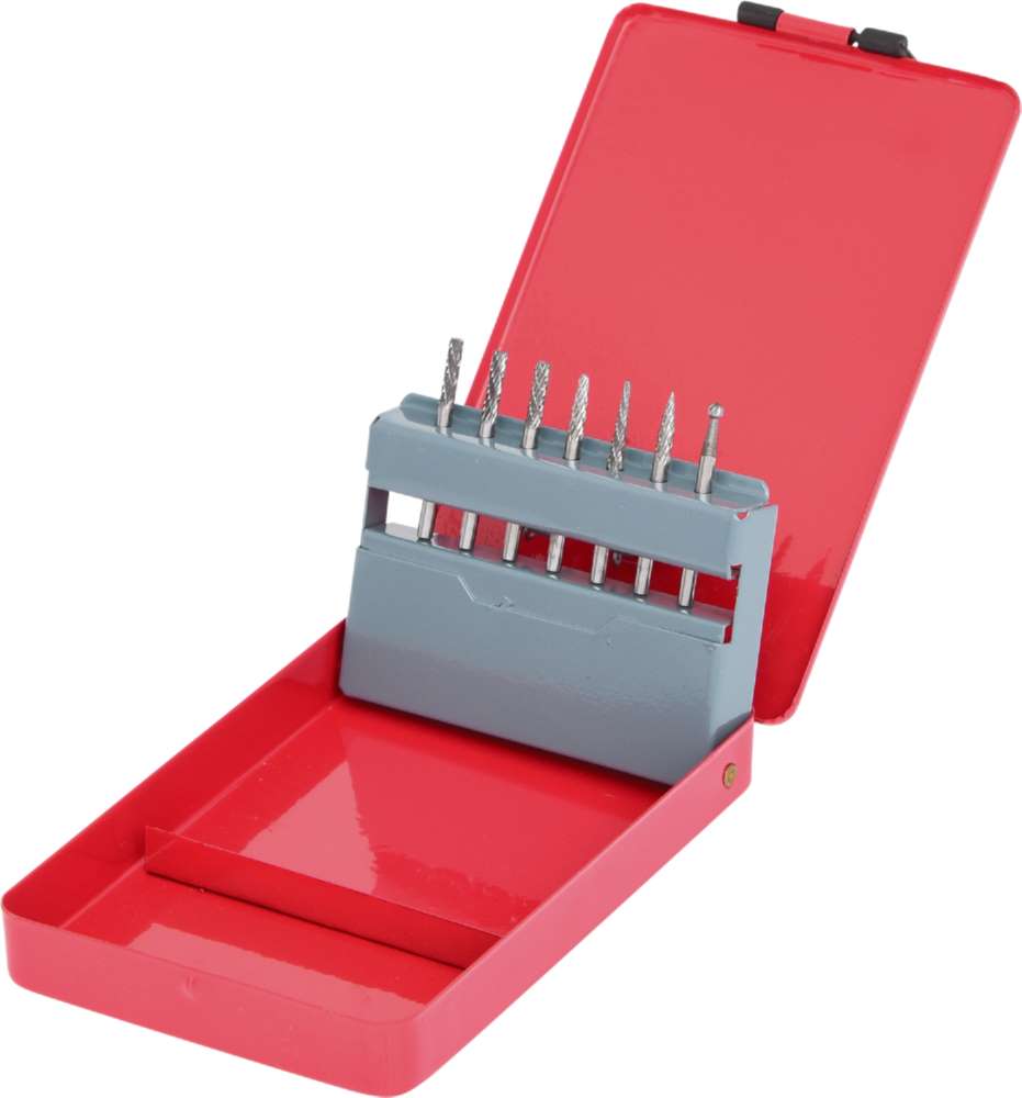 Produktbild KS Tools HM Frässtiftsatz in Stahlblechkassette 7 Teile