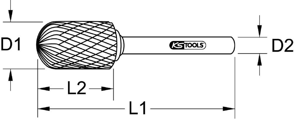Produktbild KS Tools Frässtift Walzenrund 12 mm bild 2