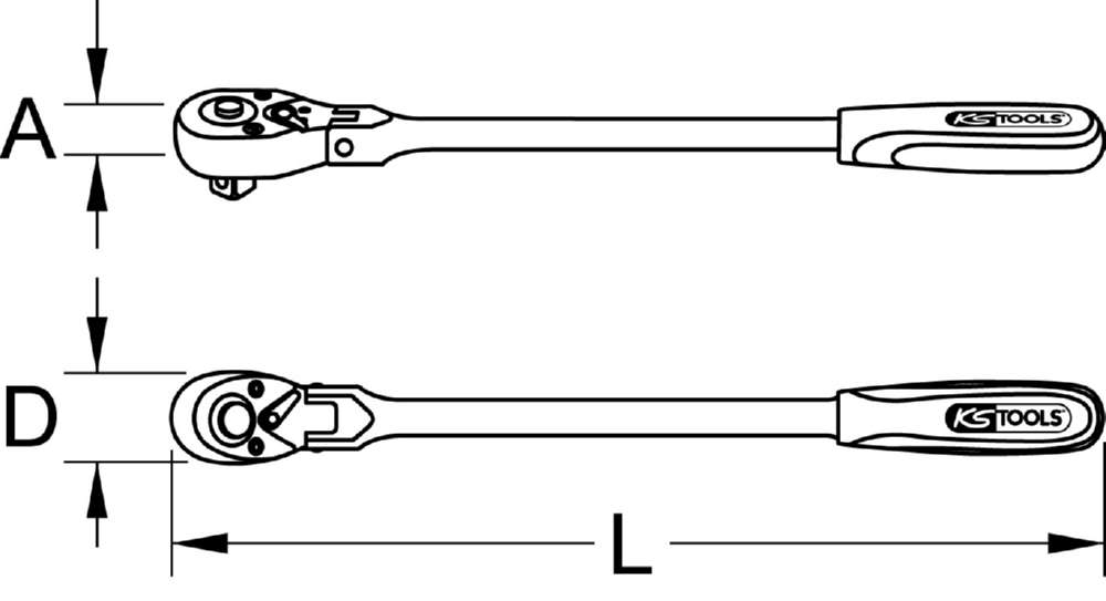 Produktbild KS Tools 1/2 Zoll Gelenk-Umschaltknarre 72 Zahn Gesamtlänge 440 mm bild 4