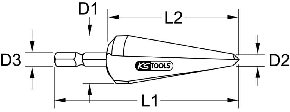 Produktbild KS Tools HSS Blechschälbohrer Bit 1/4 Zoll 5 bis 22 mm bild 2