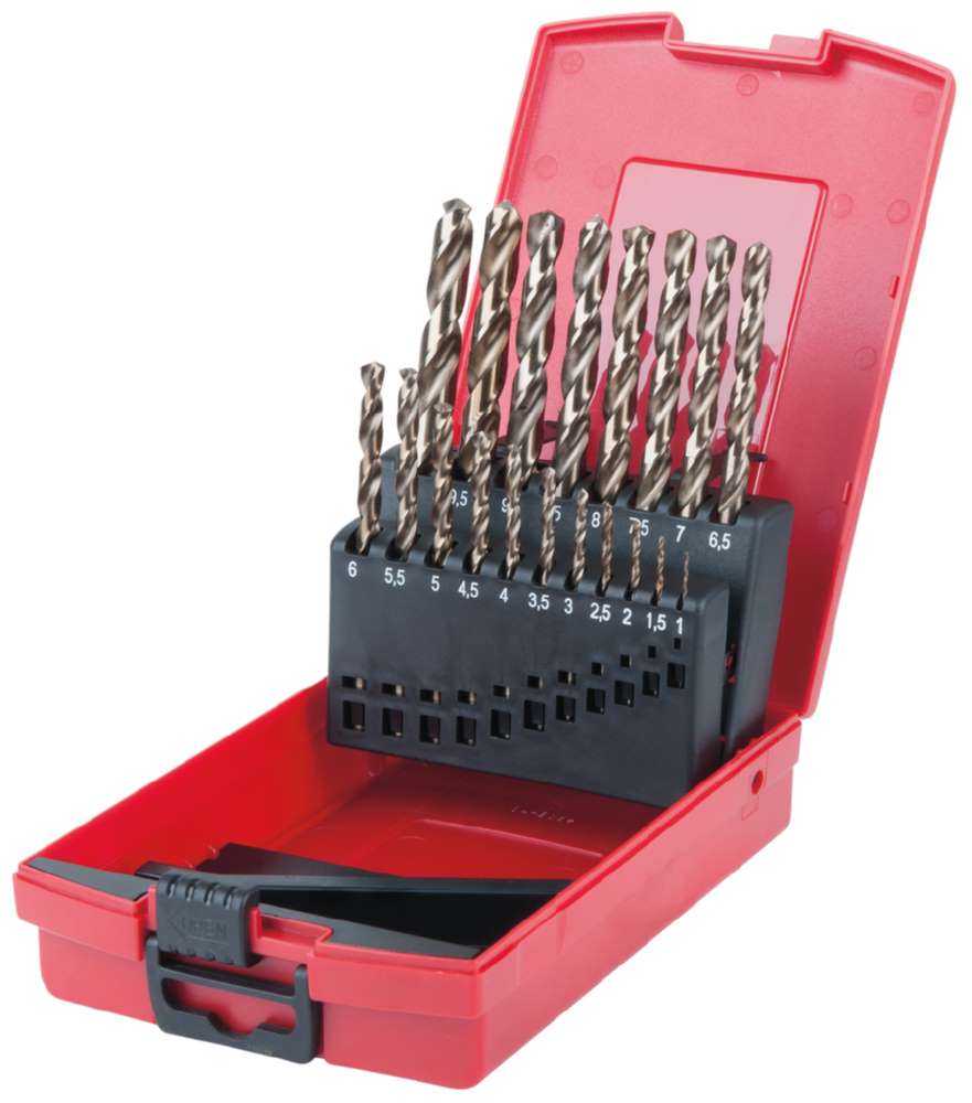 Produktbild KS Tools Spiralbohrersatz HSS-G Co5 in Kunststoffkassette 19 Teile