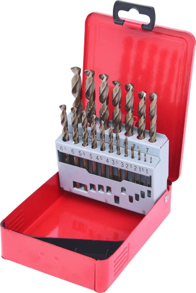 Produktbild KS Tools Spiralbohrersatz HSS-G Co5 in Stahlblechkassette 19 Teile