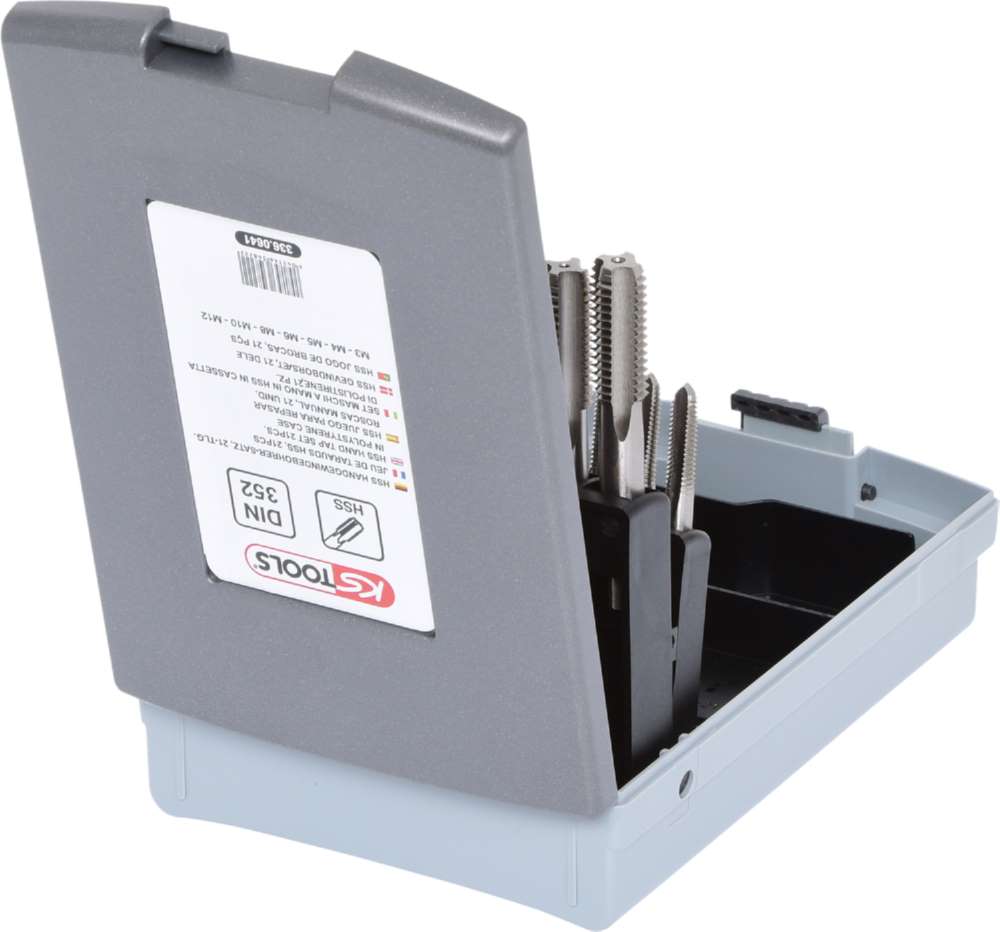 Produktbild KS Tools HSS Handgewindebohrersatz M3 bis M12 in Kunststoffkassette 21 Teile bild 3