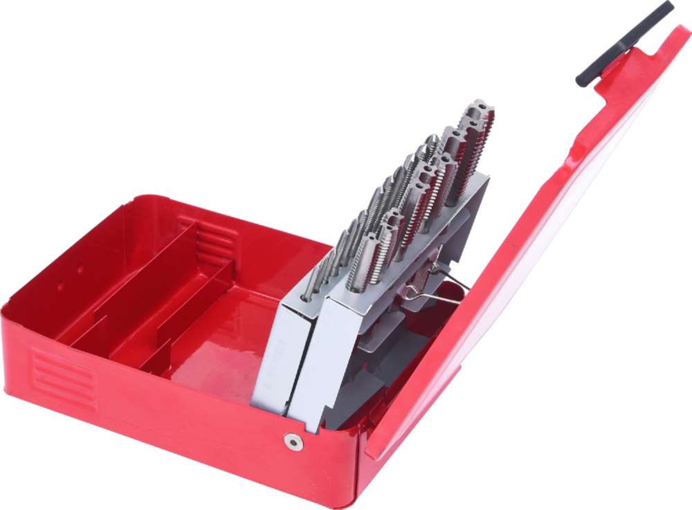Produktbild KS Tools HSS Handgewindebohrersatz M3 bis M12 in Stahlblechkassette 21 Teile bild 2