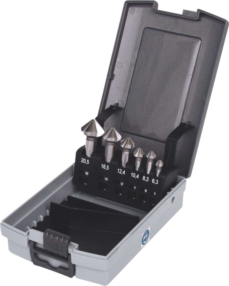 Produktbild KS Tools HSS Kegelsenker Entgratsenker Satz in Kunststoffkassette 6 Teile