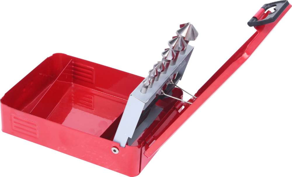 Produktbild KS Tools HSS Kegelsenker Entgratsenker Satz in Stahlblechkassette 6 Teile bild 2