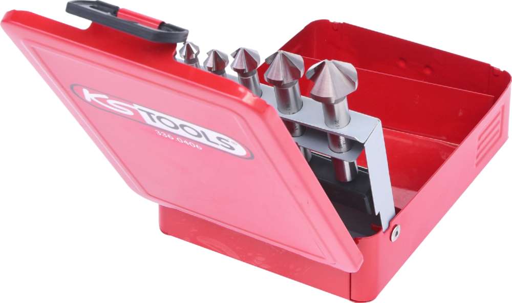 Produktbild KS Tools HSS Kegelsenker Entgratsenker Satz in Stahlblechkassette 6 Teile bild 3