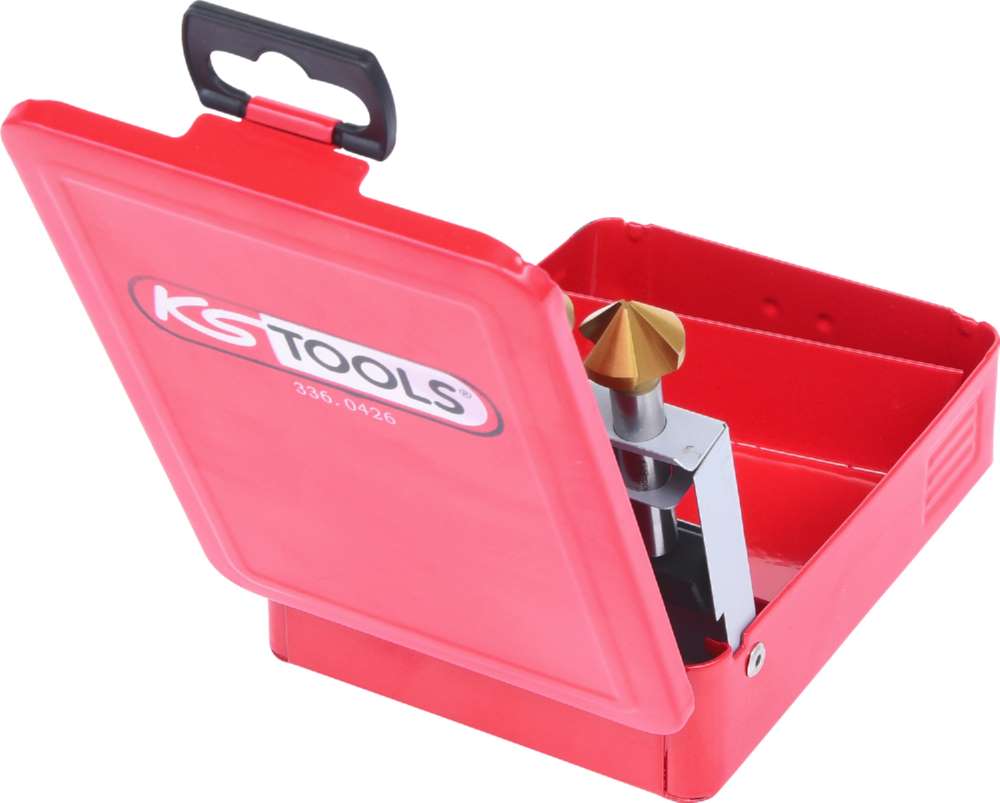 Produktbild KS Tools HSS TiN Kegelsenker Entgratsenker Satz in Stahlblechkassette 6 Teile bild 3