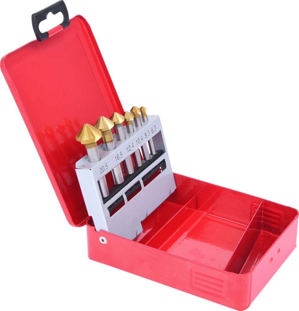 Produktbild KS Tools HSS TiN Kegelsenker Entgratsenker Satz in Stahlblechkassette 6 Teile bild 4