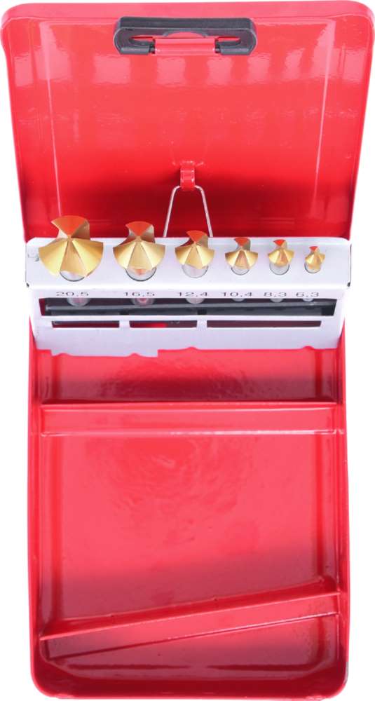 Produktbild KS Tools HSS TiN Kegelsenker Entgratsenker Satz in Stahlblechkassette 6 Teile bild 5