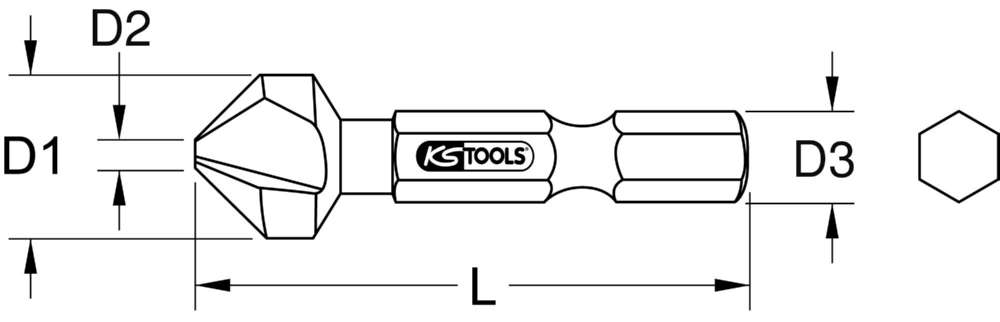 Produktbild KS Tools HSS TiN Kegelsenker Entgratsenker Bit 1/4 Zoll 90 Grad 8,3 mm bild 2