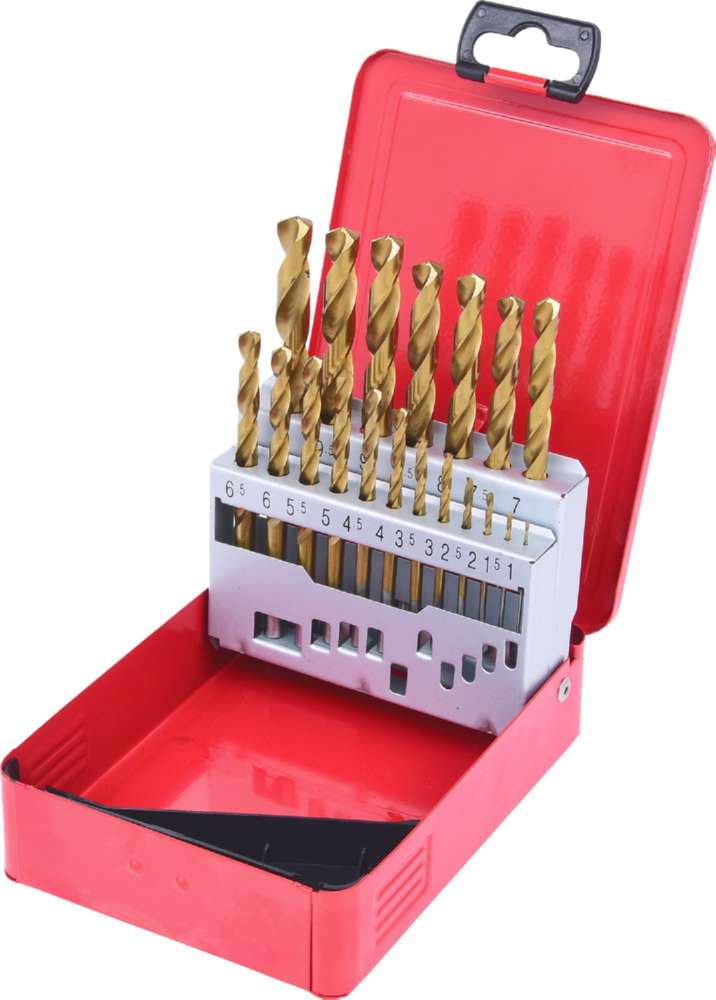 Produktbild KS Tools Spiralbohrersatz HSS TiN in Stahlblechkassette 19 Teile