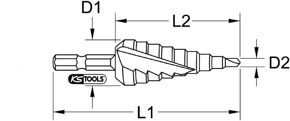 Produktbild KS Tools HSS TiN Stufenbohrer Bit 1/4 Zoll 9 Stufen 4 bis 12 mm bild 2