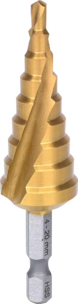 Produktbild KS Tools HSS TiN Stufenbohrer Bit 1/4 Zoll 9 Stufen 4 bis 20 mm bild 5
