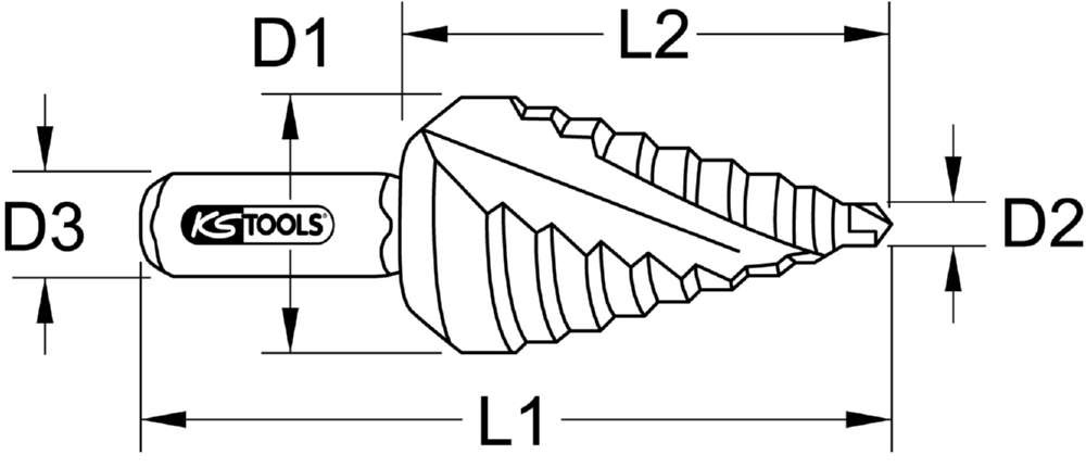 Produktbild KS Tools HSS TiN Stufenbohrer extra kurz 9 Stufen 4 bis 12 mm bild 2