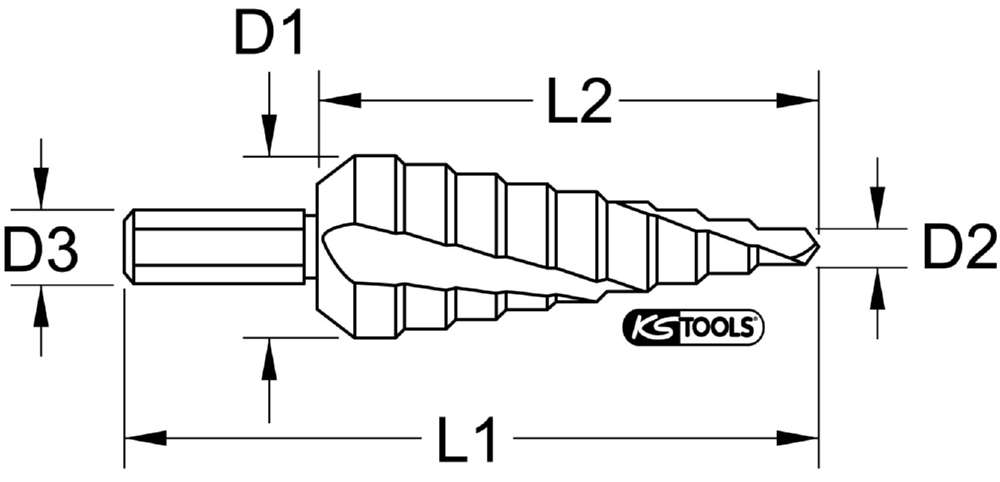 Produktbild KS Tools HSS TiN Stufenbohrer 5 Stufen 4,8 bis 10,7 mm bild 2