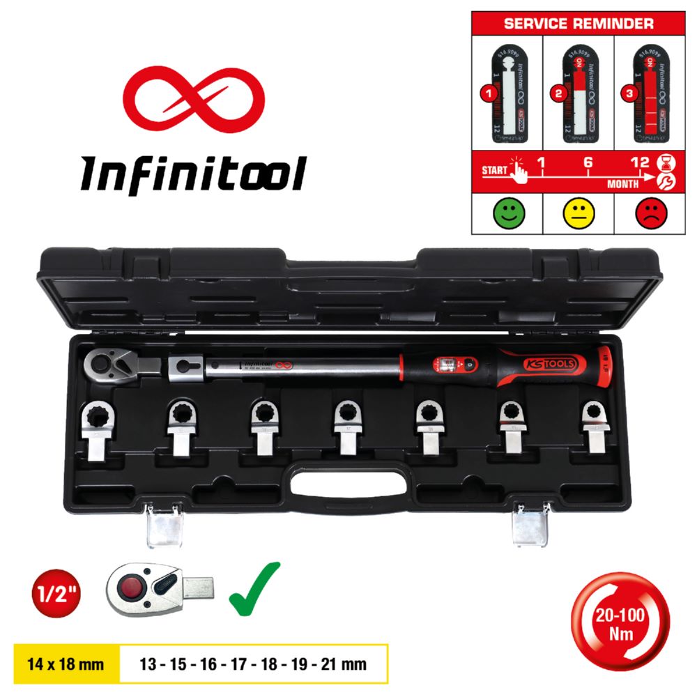 Produktbild KS Tools INFINITOOL Einsteck Drehmomentschlüssel Satz 20-200 Nm 9 Teile bild 1