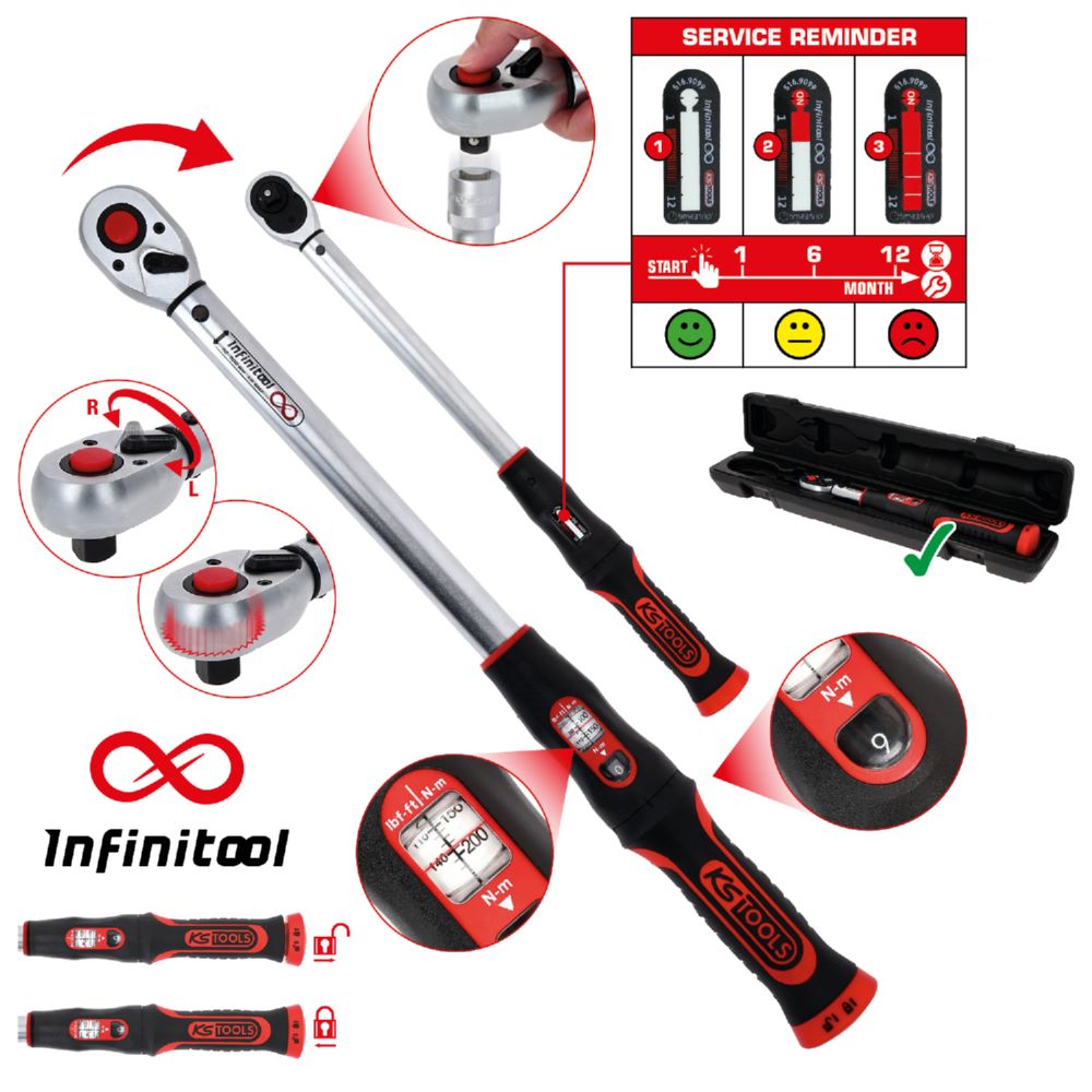 Produktbild KS Tools INFINITOOL Ratschen Drehmomentschlüssel 20-100 Nm 1/2 Zoll