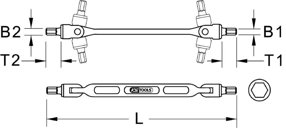 Produktbild KS Tools Innensechskant Doppel Gelenkschlüssel Schlüsselweite 17 x 19 mm bild 3