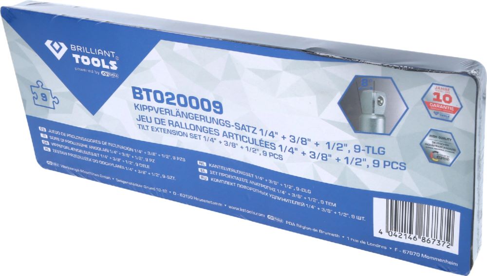 Produktbild Brilliant Tools Kippverlängerungssatz 1/4 Zoll + 3/8 Zoll + 1/2 Zoll 9 Teile bild 7
