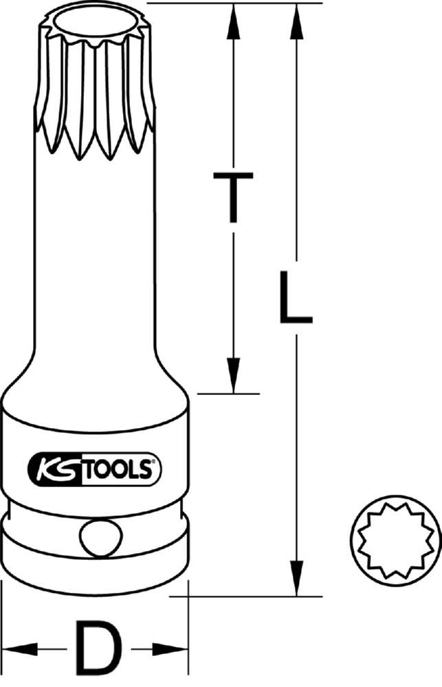 Produktbild KS Tools 1/2 Zoll Kraft-Bit-Stecknuss Vielzahn lang M4 bild 2