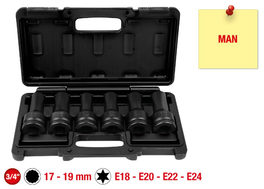 Produktbild KS Tools 3/4 Zoll Kraft-Stecknuss Satz 6 teilig bild 2