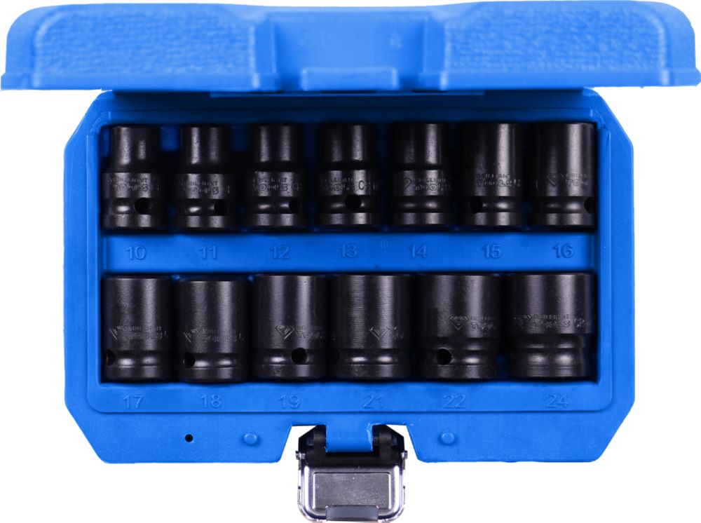 Produktbild Brilliant Tools Kraftstecknuss Satz 1/2 Zoll Sechskant 13 Teile kurz 10 bis 24 mm