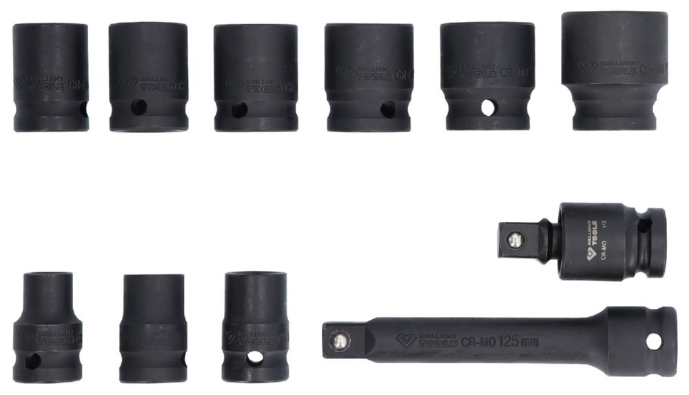 Produktbild Brilliant Tools Kraftstecknuss Satz 1/2 Zoll Sechskant 11 Teile kurz bild 3