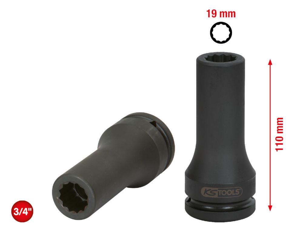 Produktbild KS Tools 3/4 Zoll Kraft Stecknuss Vielzahn lang 19mm bild 2