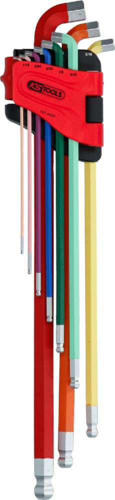 Produktbild KS Tools Winkelstiftschlüsselsatz Kugelkopf Innensechskant 108 Grad 9 Teile Zoll