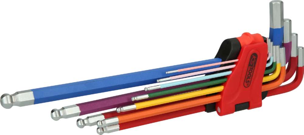 Produktbild KS Tools Winkelstiftschlüsselsatz Kugelkopf Innensechskant extra lang 9 Teile Zoll bild 3
