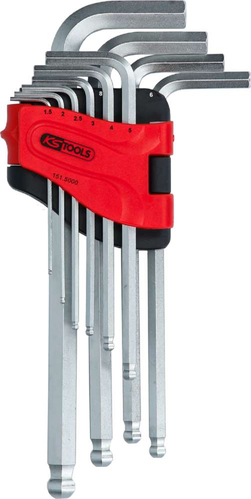 Produktbild KS Tools Winkelstiftschlüsselsatz Kugelkopf Innensechskant lang 10 Teile