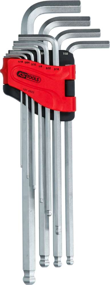 Produktbild KS Tools Winkelstiftschlüsselsatz Kugelkopf Innensechskant XL 10 Teile Zoll