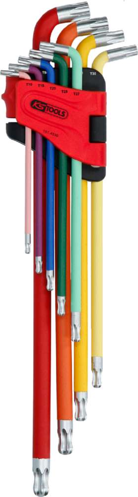 Produktbild KS Tools Winkelstiftschlüsselsatz Torx Kugelkopf 108 Grad extra lang 9 Teile