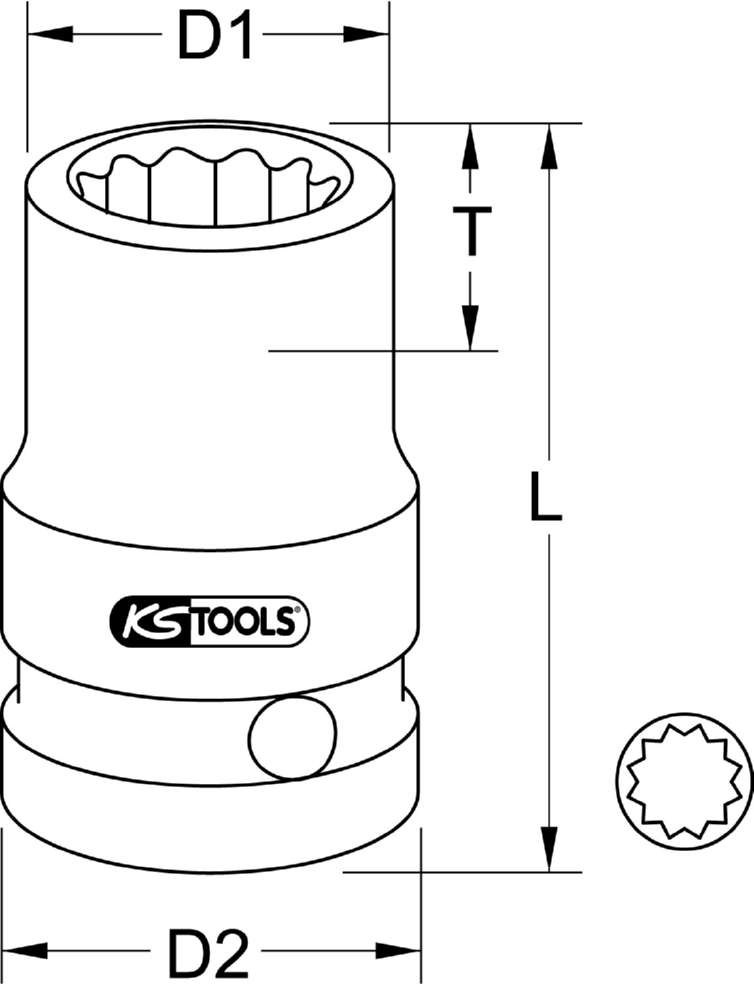 Produktbild KS Tools 3/8 Zoll 12-kant-Kraft-Stecknuss kurz 7/16 Zoll bild 3