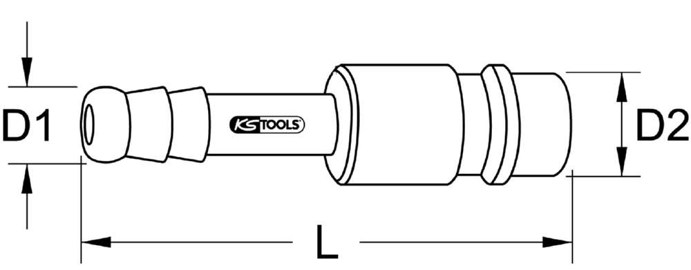 Produktbild KS Tools Metall Stecknippel mit Schlauchtülle Durchmesser 10 mm 45 mm lang bild 2