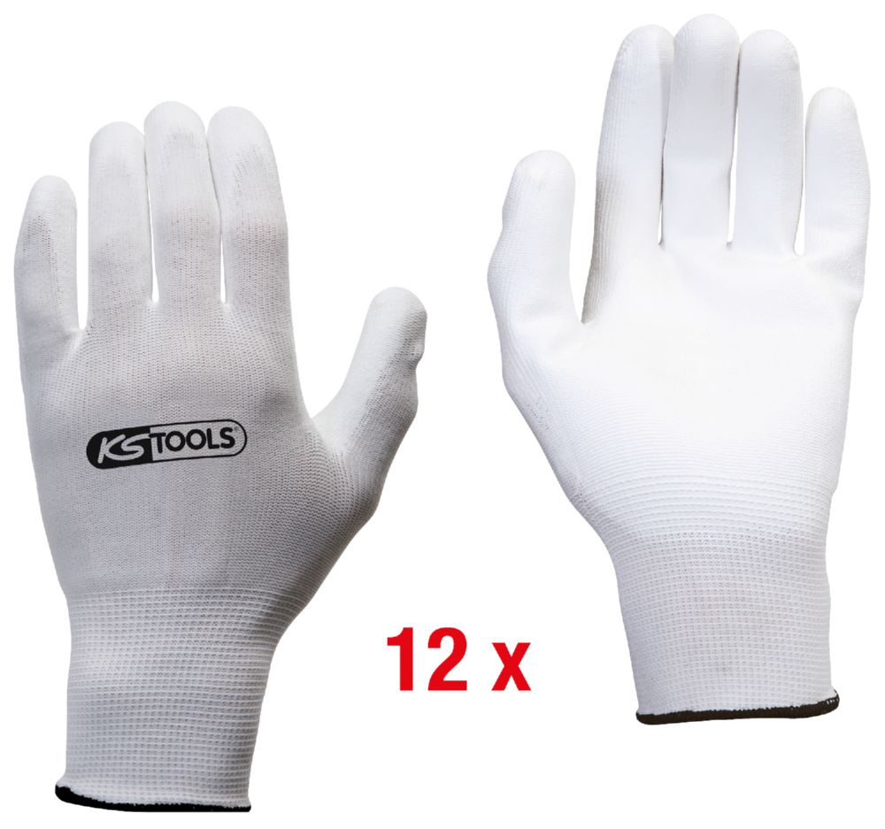 Produktbild KS Tools Mikro-Feinstrickhandschuhe-weiß, 8, 12 Paar