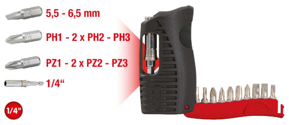 Produktbild KS Tools 1/4 Zoll Mini Bit Etui 11 teilig Schlitz PH PZ bild 10