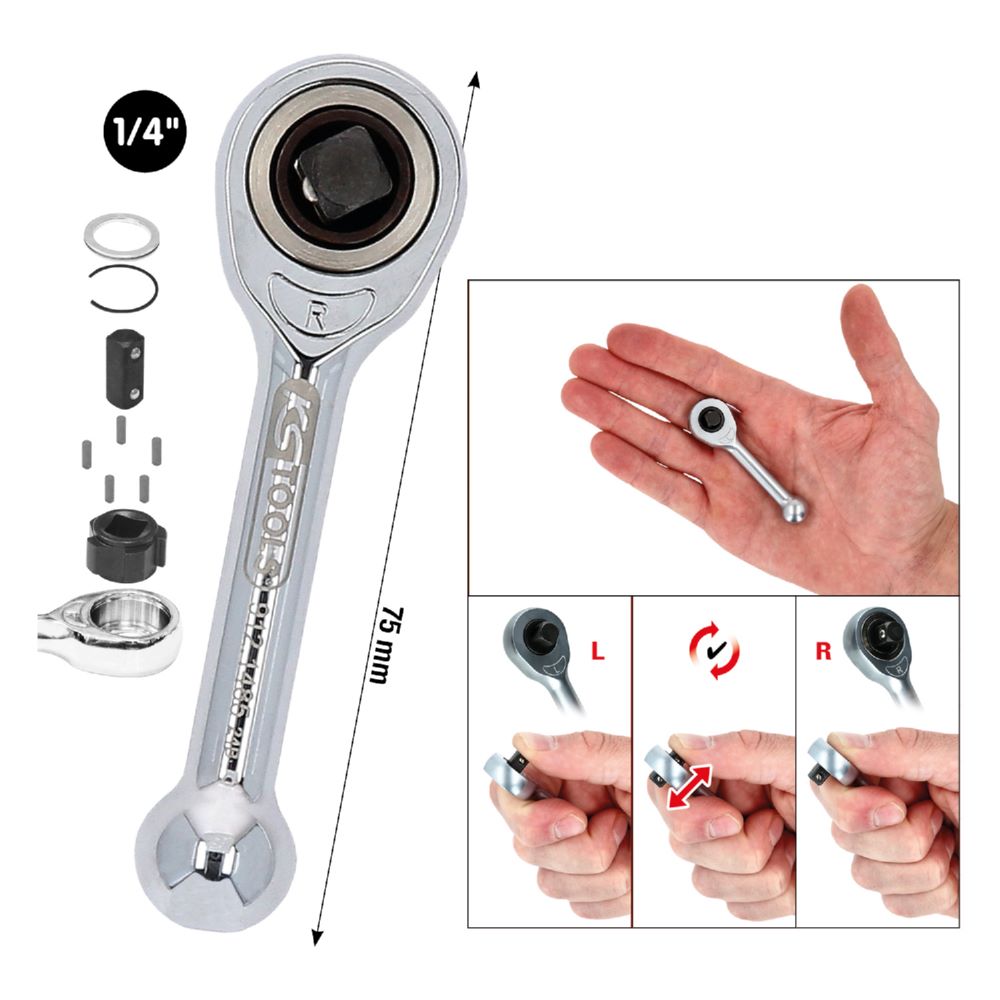 Produktbild KS Tools Mini Freilauf Ratsche 1/4 Zoll