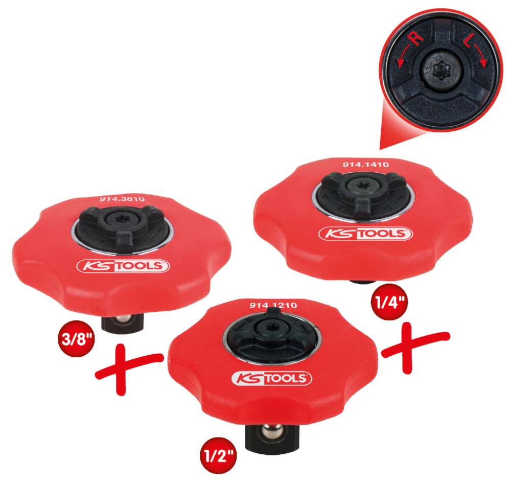 Produktbild KS Tools Mini-Hand-Umschaltknarren-Satz 3 Teile 1/4 Zoll + 3/8 Zoll + 1/2 Zoll bild 8