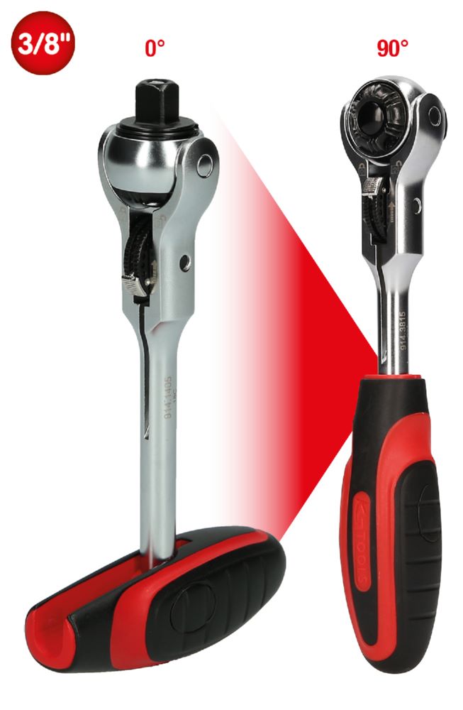 Produktbild KS Tools 3/8 Zoll MODIFIX Mini-T-Griff-Schwenkkopf-Knarre 72 Zahn 0 Grad + 90 Grad bild 5